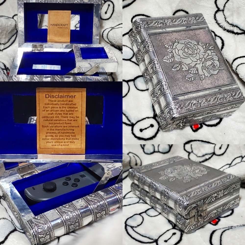 Small/Mini Metal Floral Book Jewelry Box